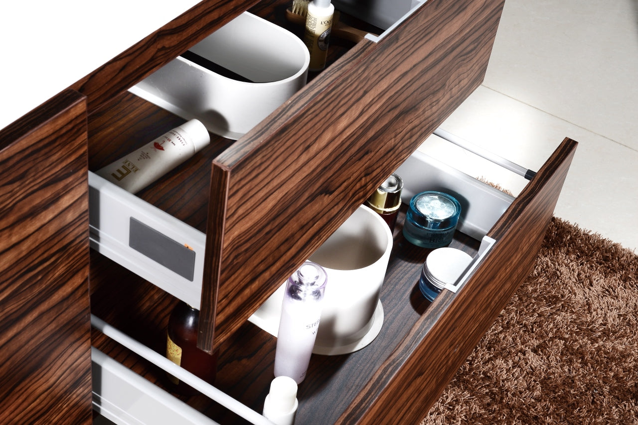 Bliss 60″ Walnut Wall Mount Single Sink Modern Bathroom Vanity