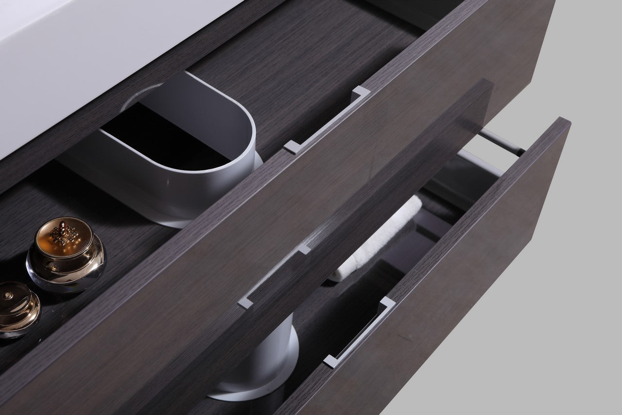 Bliss 60″ High Gloss Gray Oak Wall Mount Single Sink Modern Bathroom Vanity