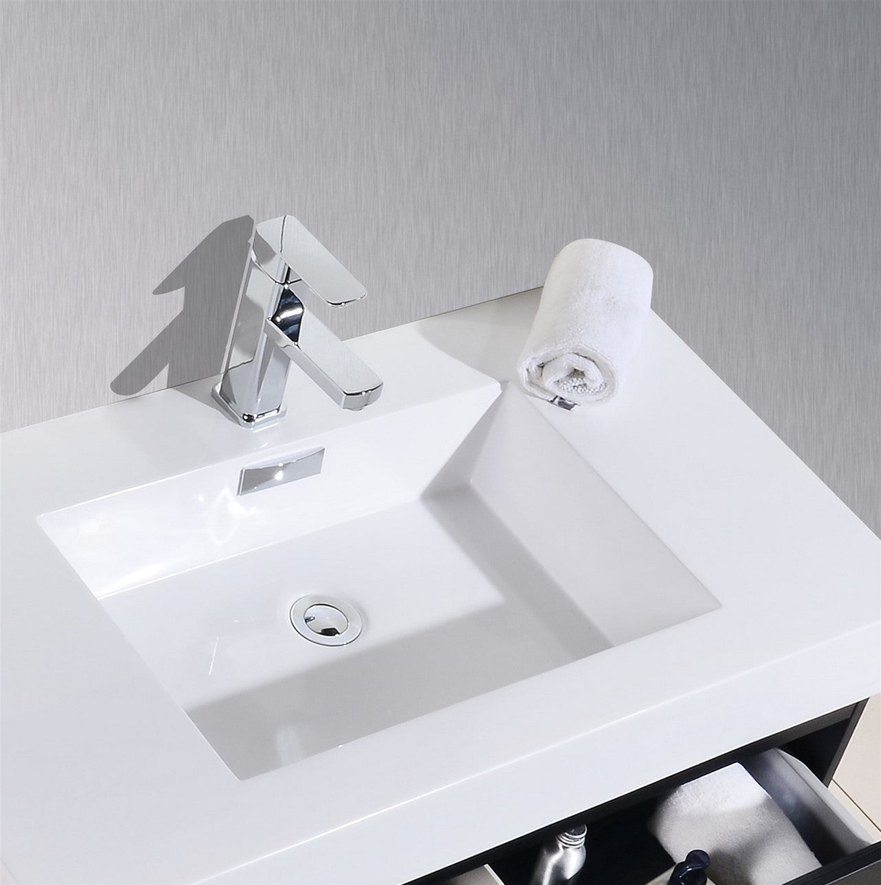 Bliss 80″ Black Wall Mount Double Sink Modern Bathroom Vanity