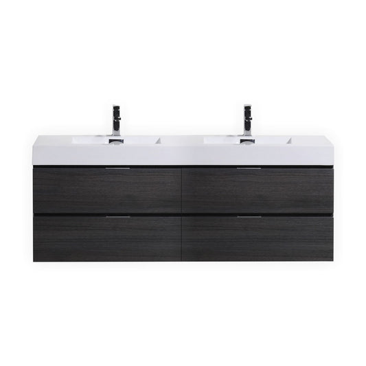 Bliss 80″ Gray Oak Wall Mount Double Sink Modern Bathroom Vanity