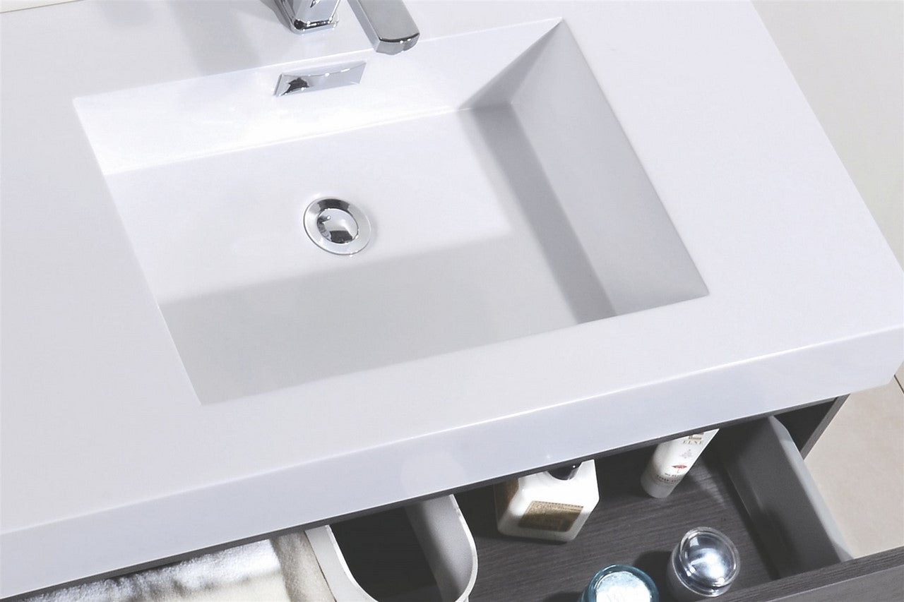 Bliss 72″ Gray Oak Wall Mount Double Sink Modern Bathroom Vanity