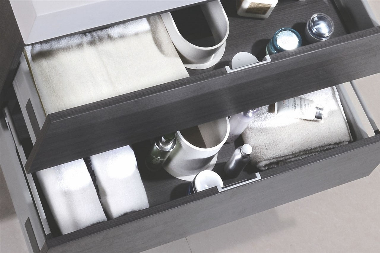 Bliss 80″ Gray Oak Wall Mount Double Sink Modern Bathroom Vanity