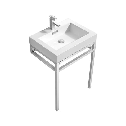 Haus 24″ Stainless Steel Console w/ White Acrylic Sink – Chrome
