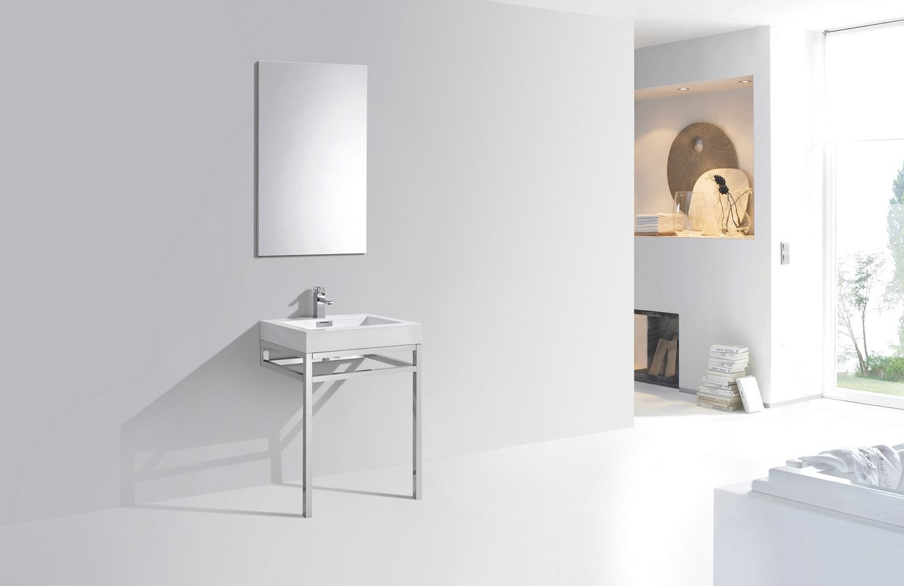 Haus 24″ Stainless Steel Console w/ White Acrylic Sink – Chrome