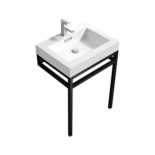 Haus 24″ Stainless Steel Console w/ White Acrylic Sink – Matte Black
