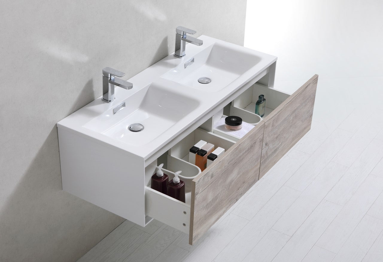 Divario 48″ Nature Wood Wall Mount Modern Bathroom Vanity