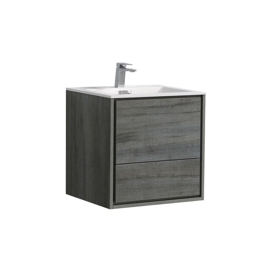De Lusso 24″ Ocean Gray Wall Mount Modern Bathroom Vanity