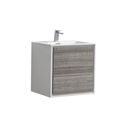 De Lusso 24″ Ash Gray Wall Mount Modern Bathroom Vanity
