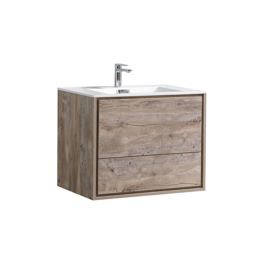De Lusso 30″ Nature Wood Wall Mount Modern Bathroom Vanity