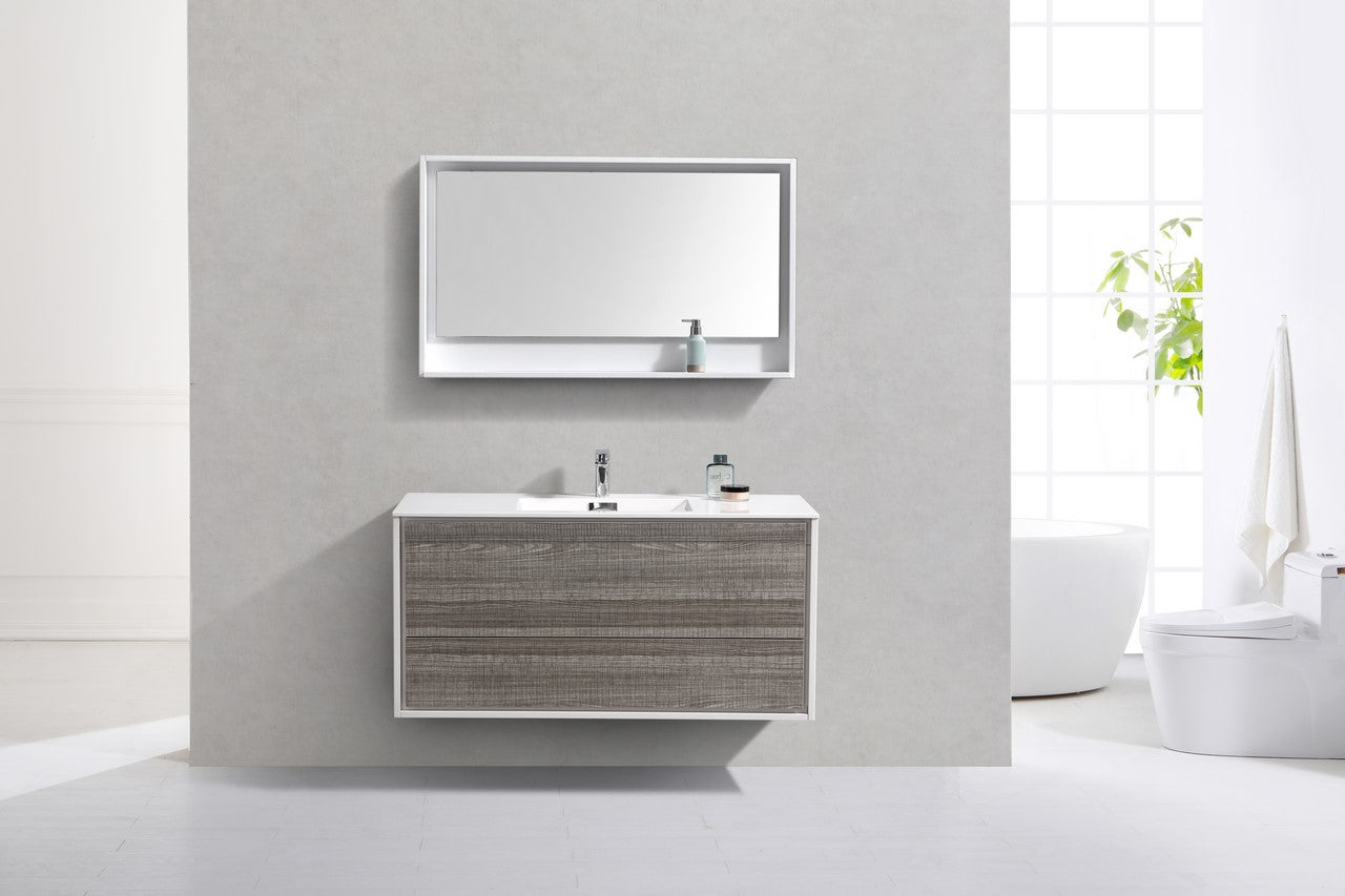 De Lusso 48″ Single Sink Ash Gray Wall Mount Modern Bathroom Vanity