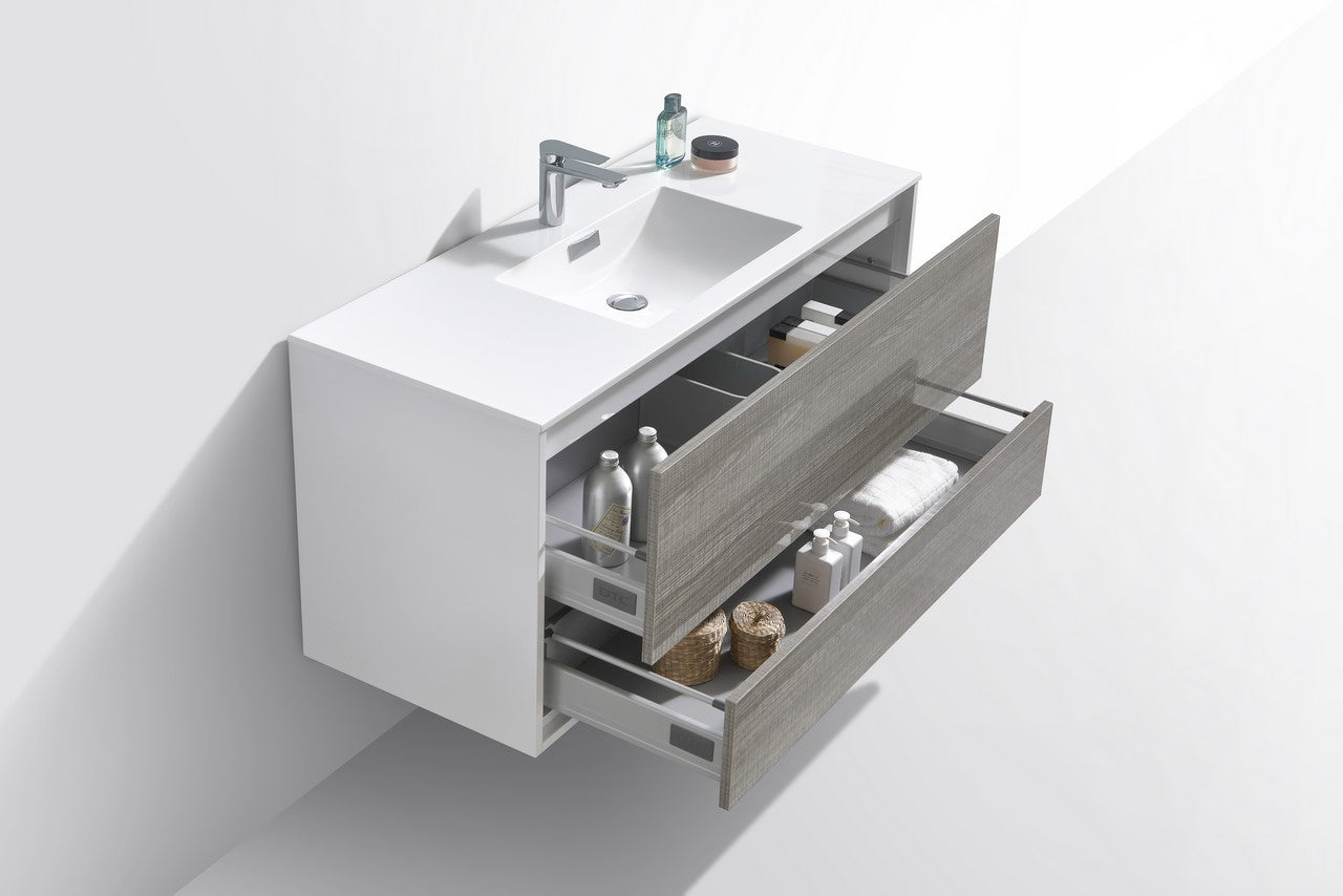 De Lusso 48″ Single Sink Ash Gray Wall Mount Modern Bathroom Vanity