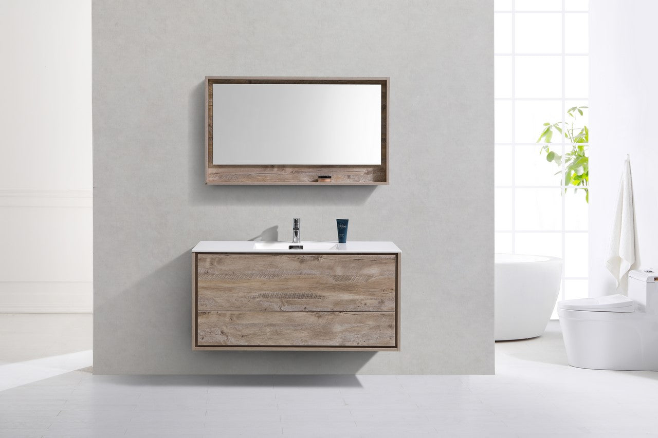 De Lusso 48″ Single Sink Nature Wood Wall Mount Modern Bathroom Vanity