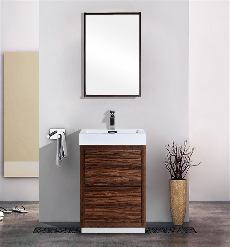 Bliss 24″ Walnut Free Standing Modern Bathroom Vanity
