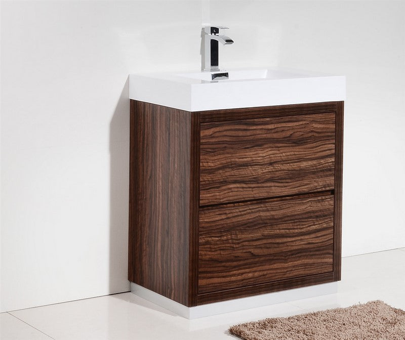 Bliss 30″ Walnut Free Standing Modern Bathroom Vanity