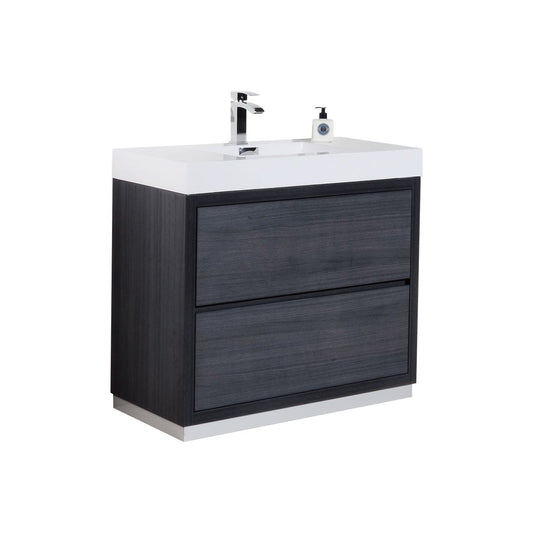 Bliss 40″ Gray Oak Free Standing Modern Bathroom Vanity