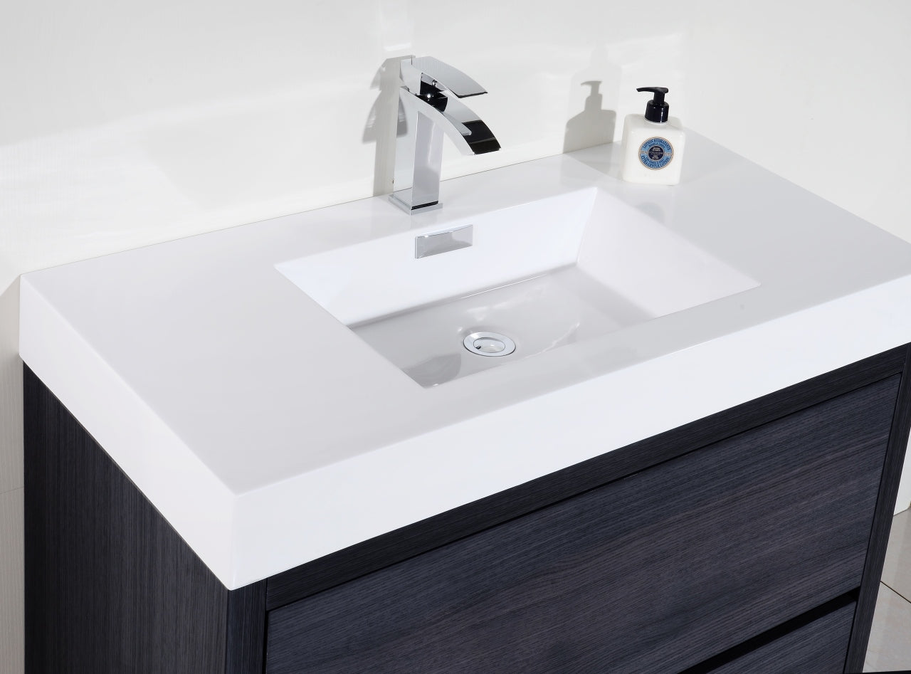 Bliss 40″ Gray Oak Free Standing Modern Bathroom Vanity