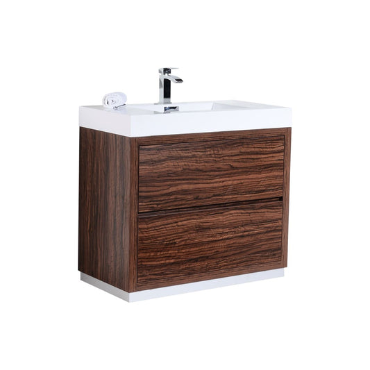 Bliss 40″ Walnut Free Standing Modern Bathroom Vanity