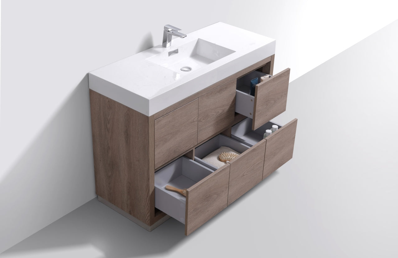 Bliss 48″ Butternut Free Standing Modern Bathroom Vanity