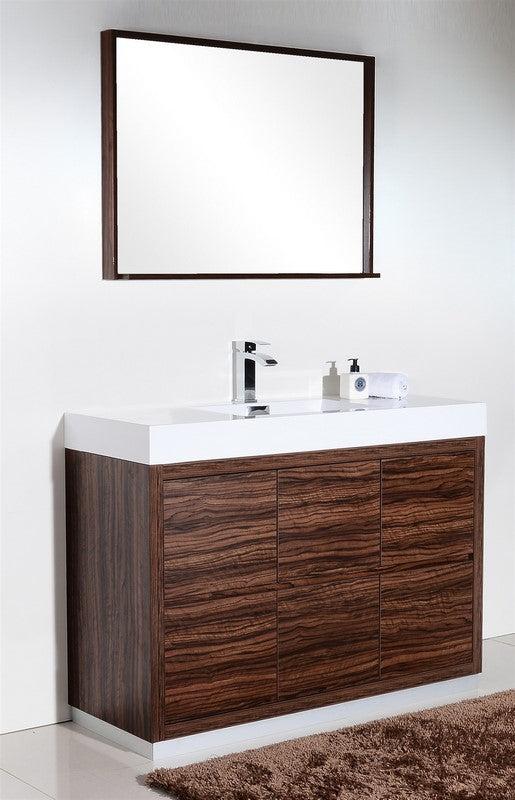Bliss 48″ Walnut Free Standing Modern Bathroom Vanity