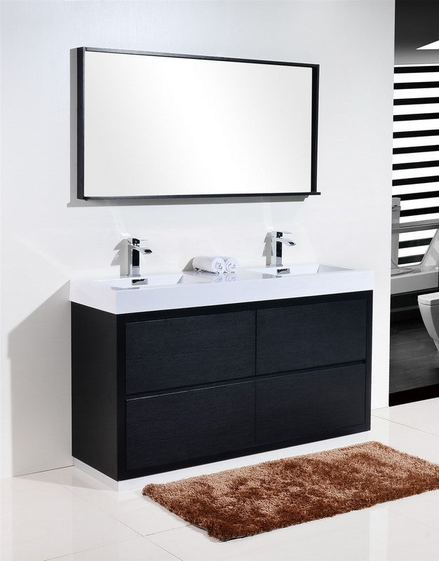 Bliss 60″ Double Sink Black Free Standing Modern Bathroom Vanity