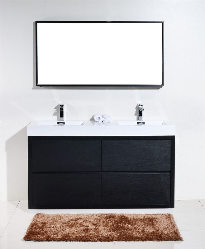 Bliss 60″ Double  Sink Black Free Standing Modern Bathroom Vanity