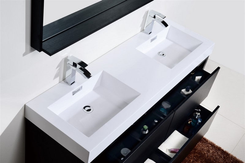 Bliss 60″ Double  Sink Black Free Standing Modern Bathroom Vanity