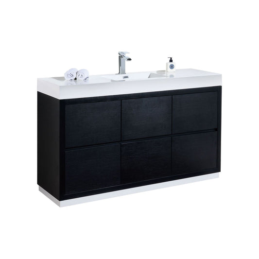 Bliss 60″ Single Sink Black Free Standing Modern Bathroom Vanity