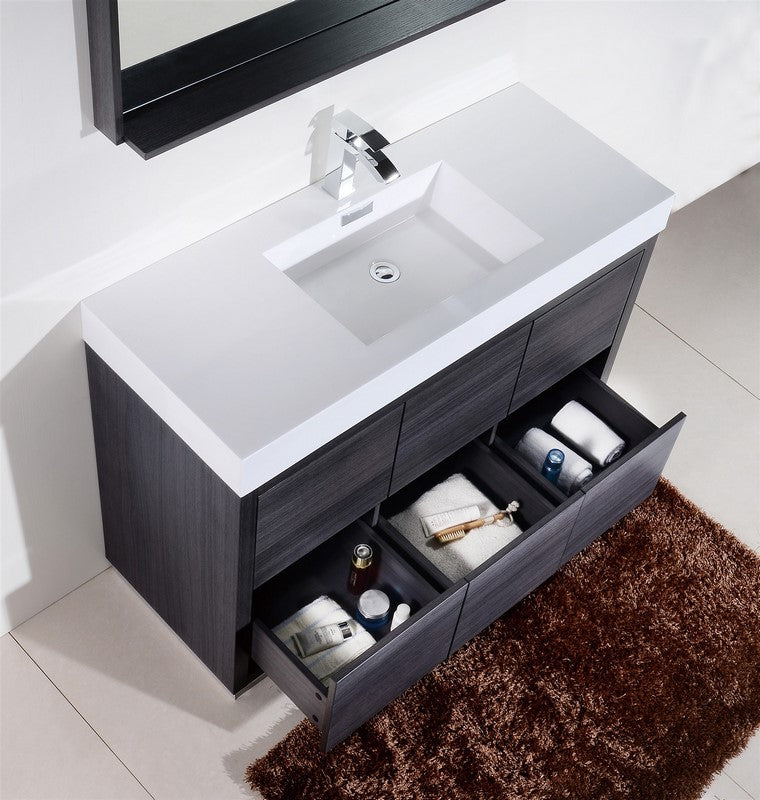 Bliss 60″ Single Sink Gray Oak Free Standing Modern Bathroom Vanity