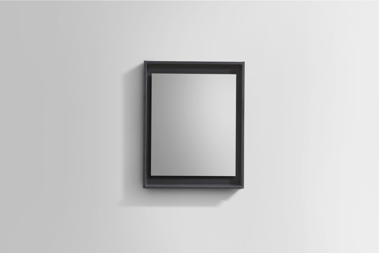 24″ Wide Mirror w/ Shelf – Black