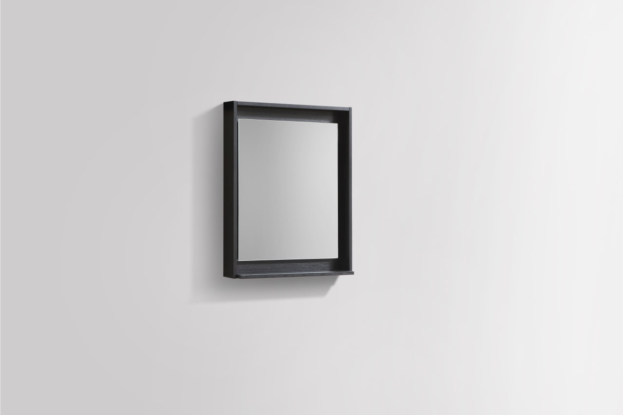 24″ Wide Mirror w/ Shelf – Black