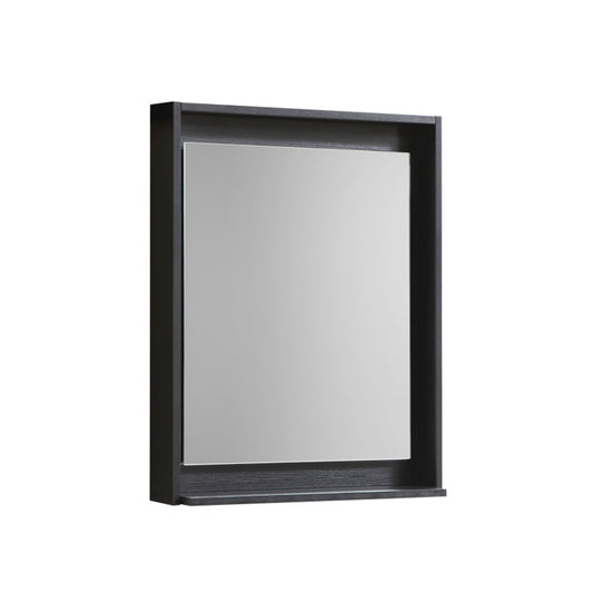24″ Wide Mirror w/ Shelf – Black