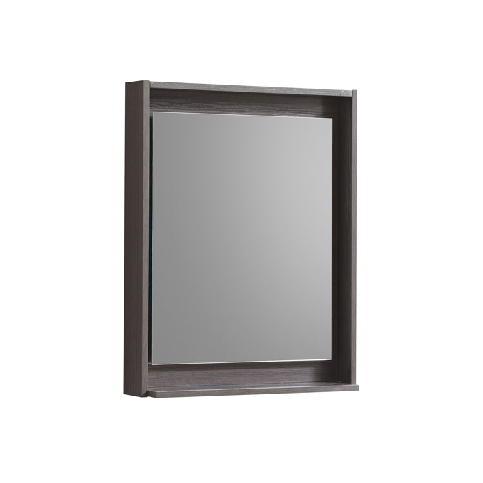 24″ Wide Mirror w/ Shelf – Gray Oak