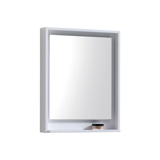24″ Wide Mirror w/ Shelf – High Gloss White