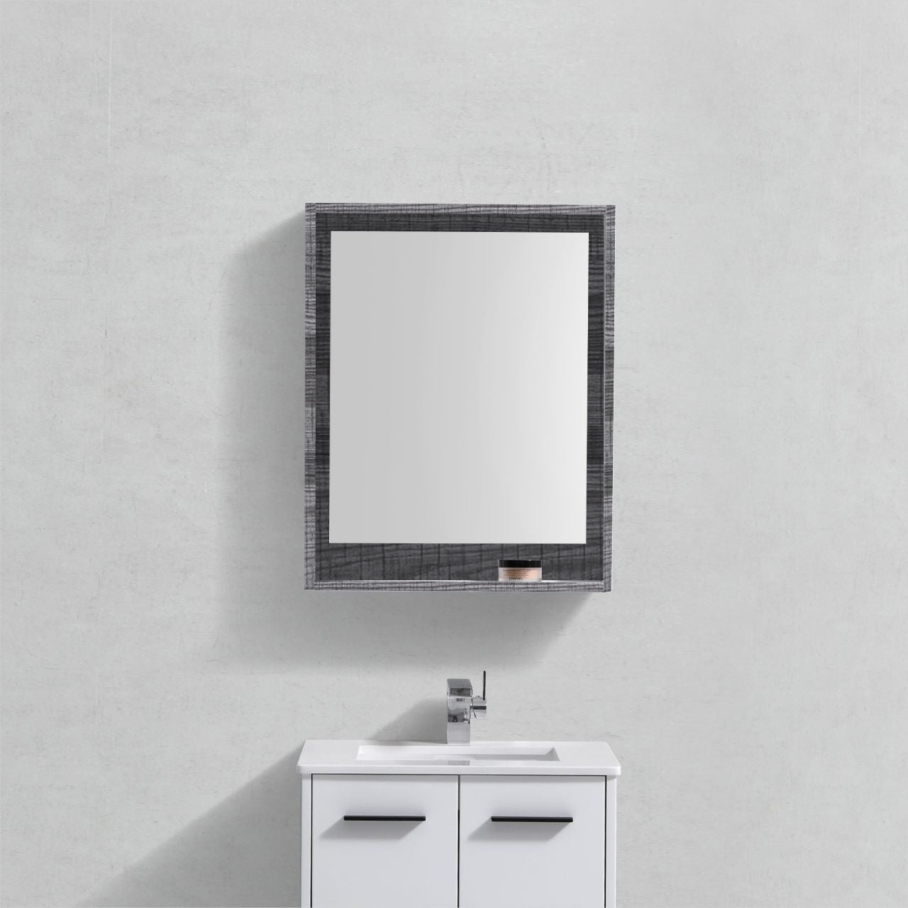 24″ Wide Mirror w/ Shelf – Ash Gray