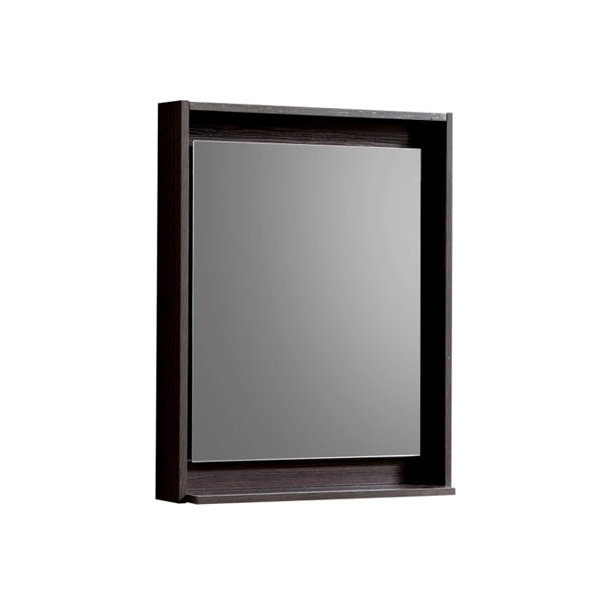 24″ Wide Mirror w/ Shelf – High Gloss Gray Oak