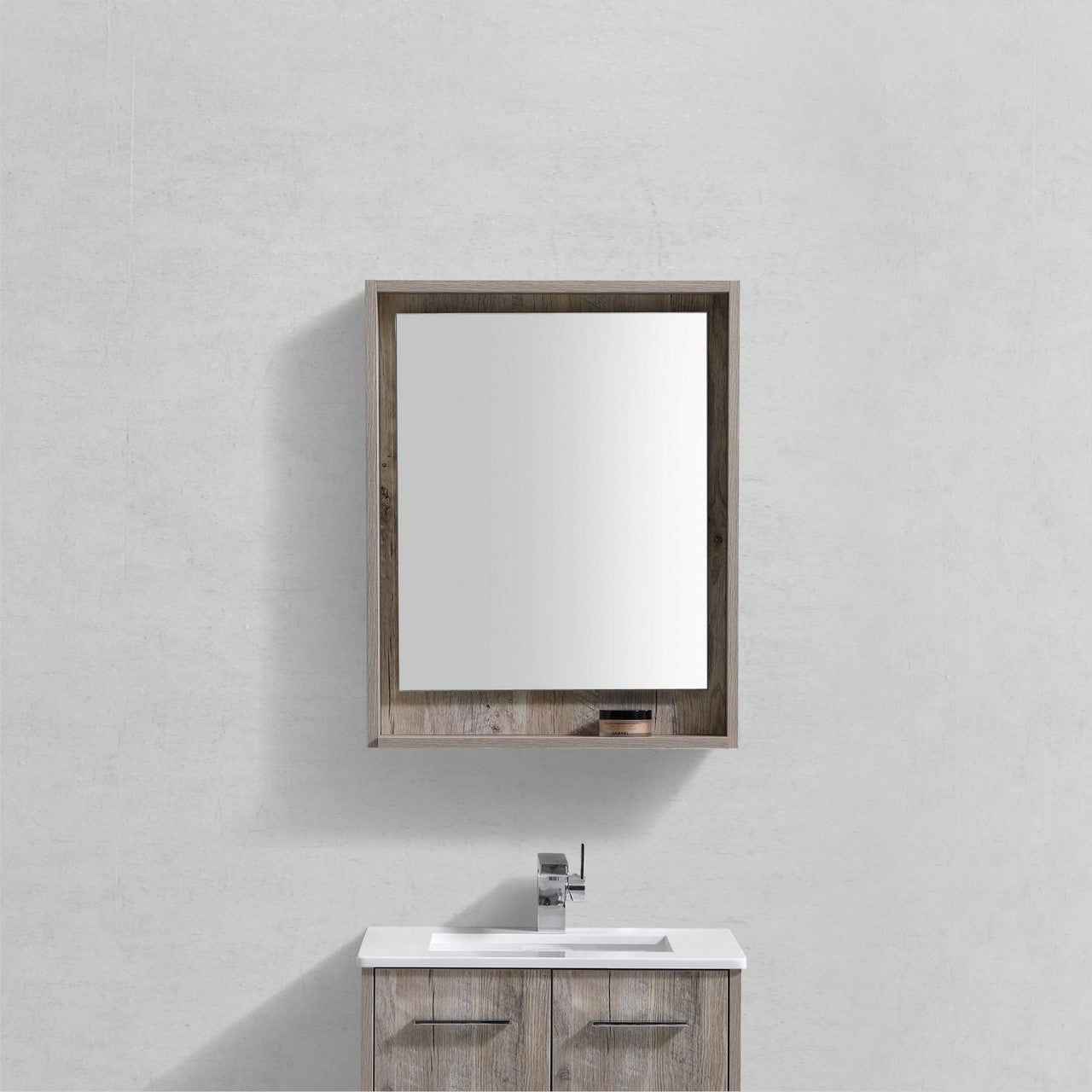 24″ Wide Mirror w/ Shelf – Nature Wood