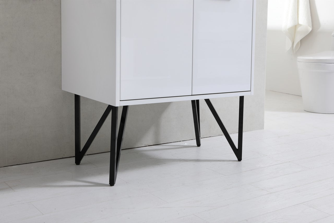 Bosco 30″ High Gloss White Modern Bathroom Vanity w/ White Countertop