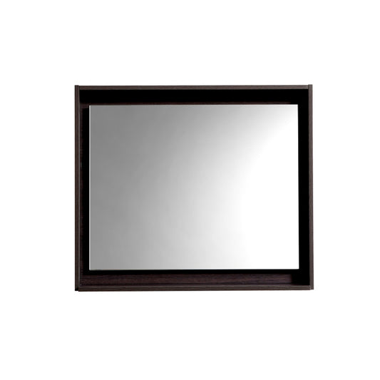 30″ Wide Mirror w/ Shelf – High Gloss Gray Oak