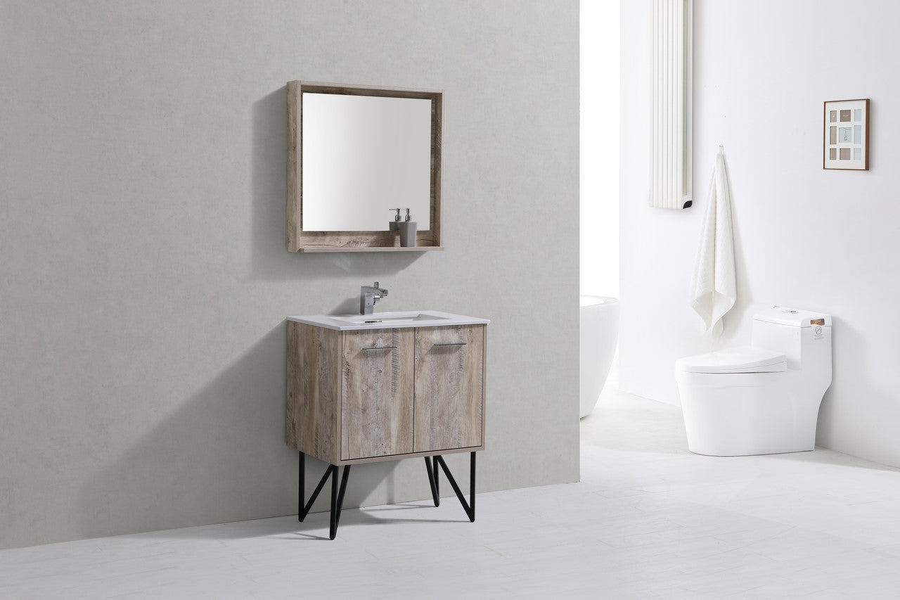 Bosco 30″ Modern Bathroom Vanity w/ Cream Countertop
