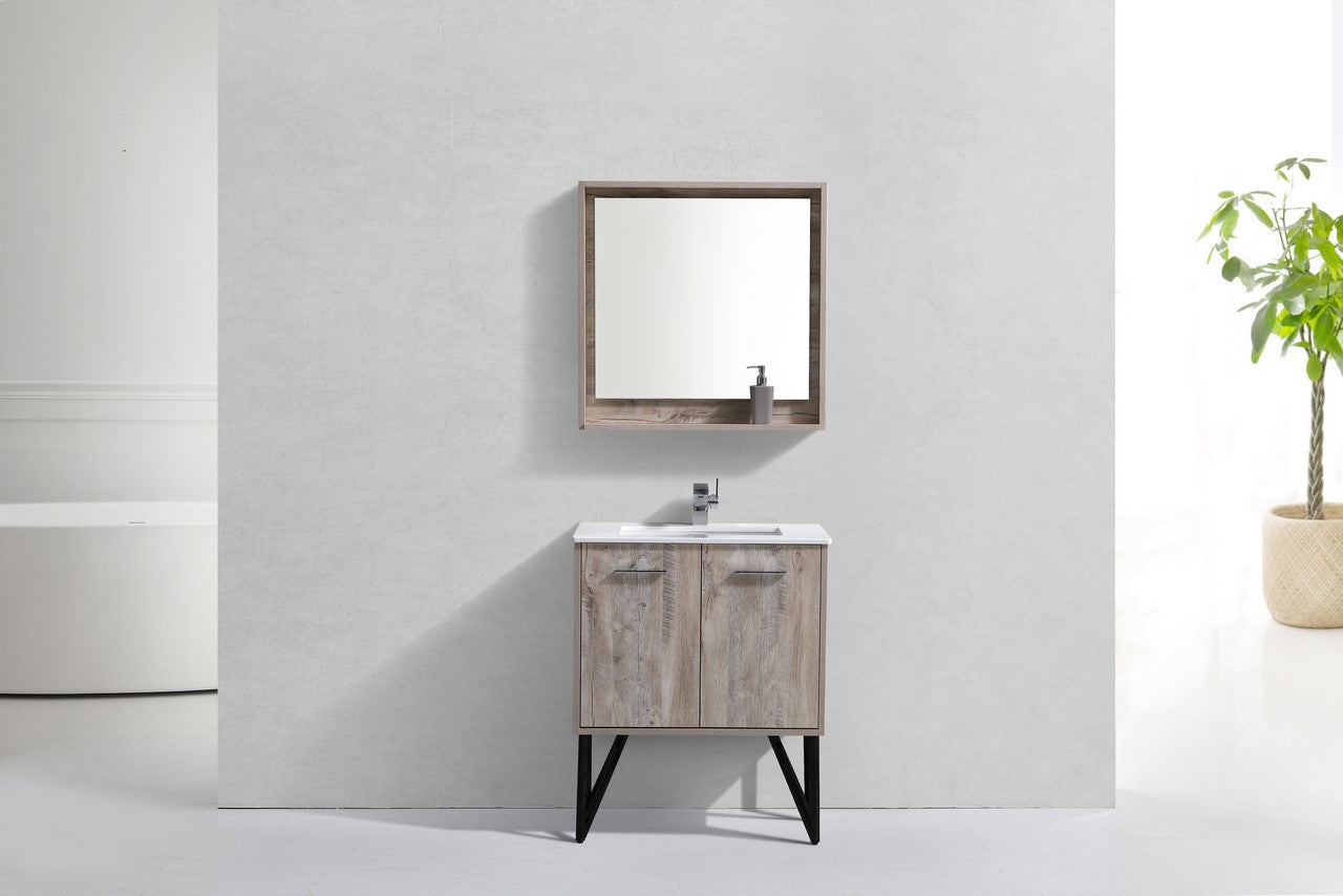 Bosco 30″ Modern Bathroom Vanity w/ Cream Countertop