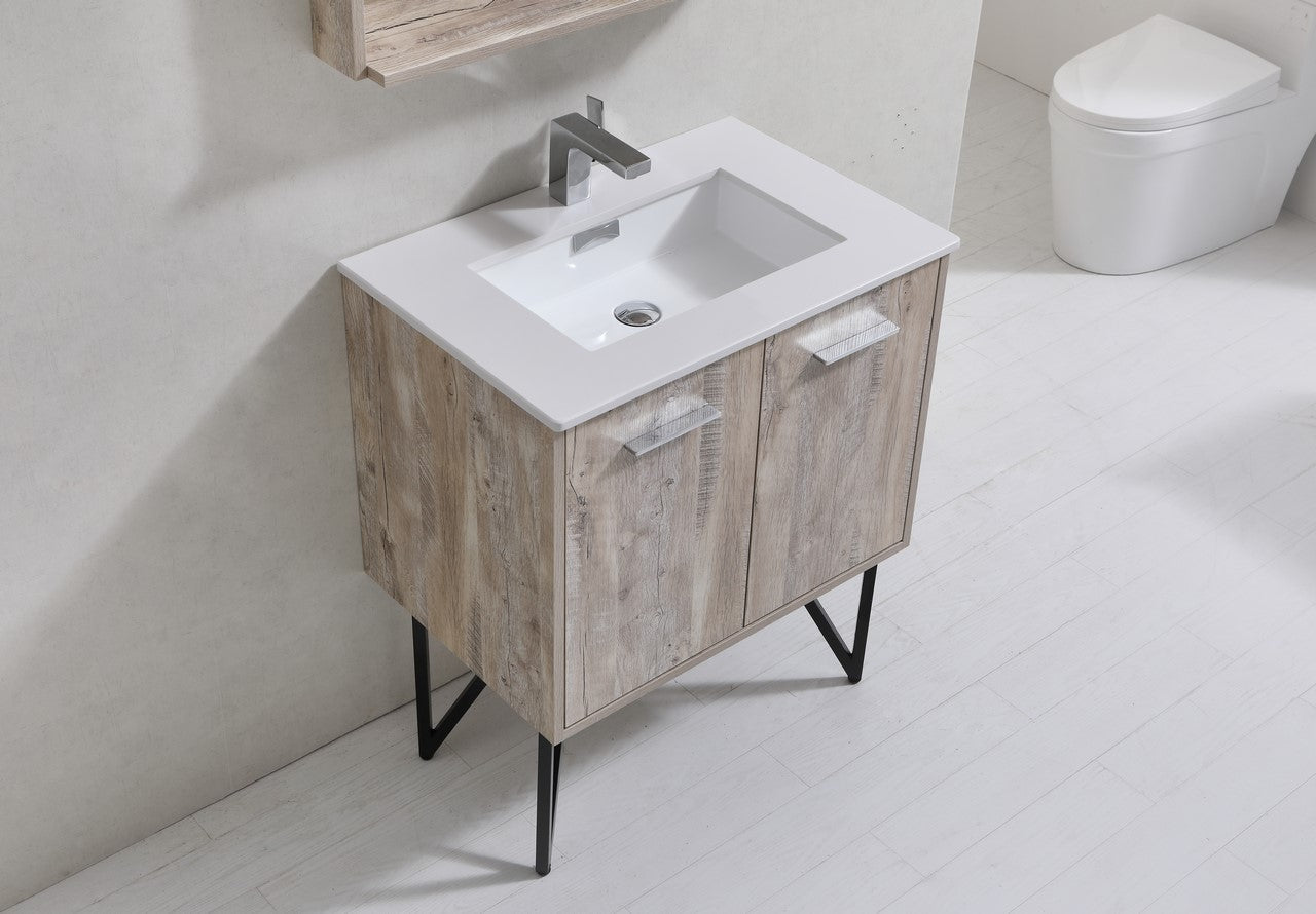 Bosco 30″ Modern Bathroom Vanity w/ Cream Countertop