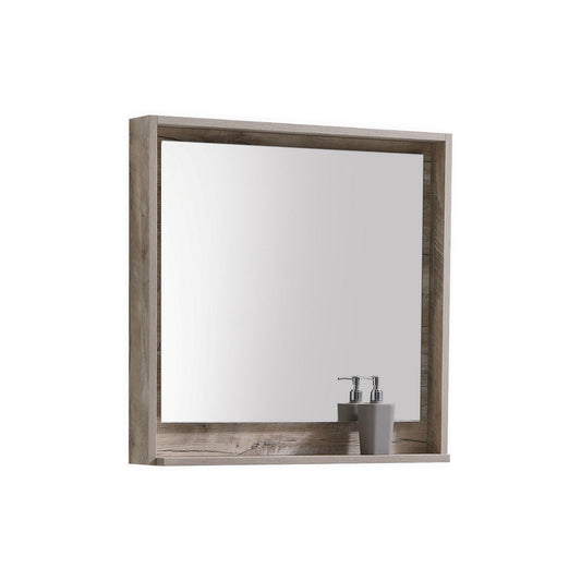 30″ Wide Mirror w/ Shelf – Nature Wood