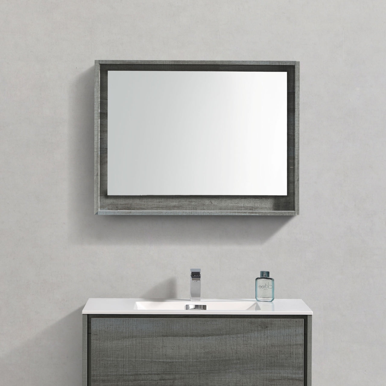 36″ Wide Mirror w/ Shelf – Ocean Gray
