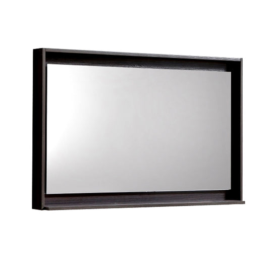 36″ Wide Mirror w/ Shelf – High Gloss Gray Oak