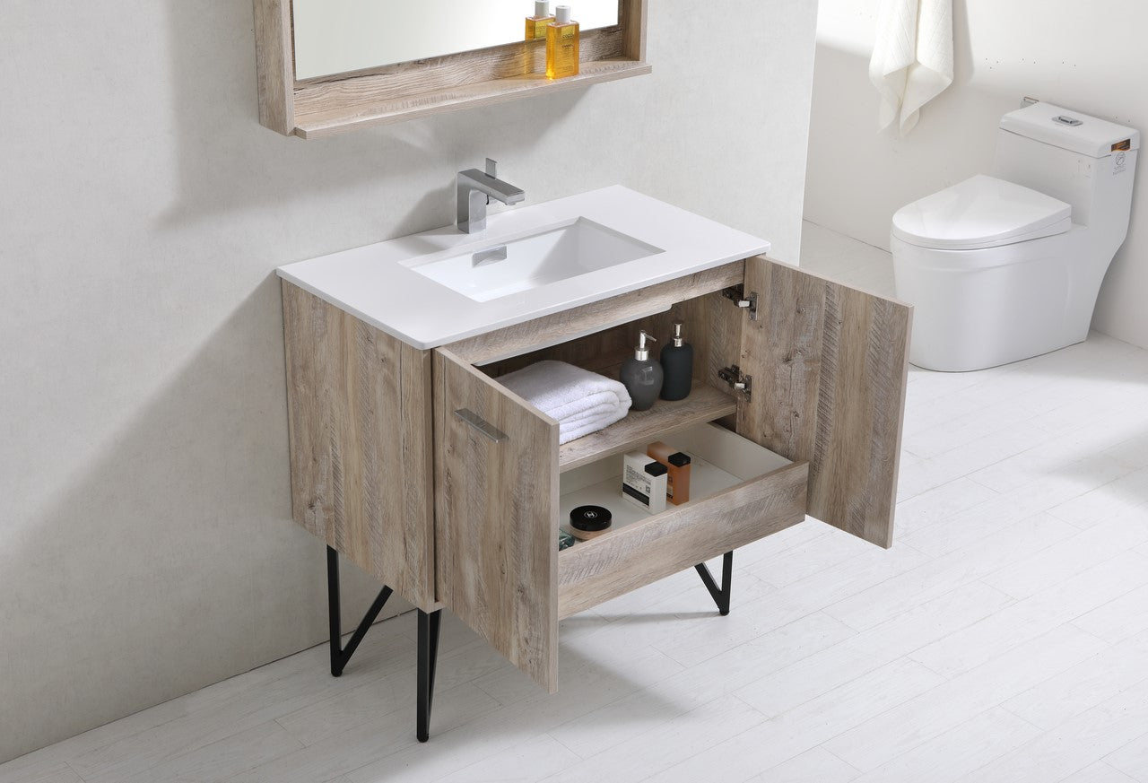 Bosco 36″ Modern Bathroom Vanity w/ White Countertop