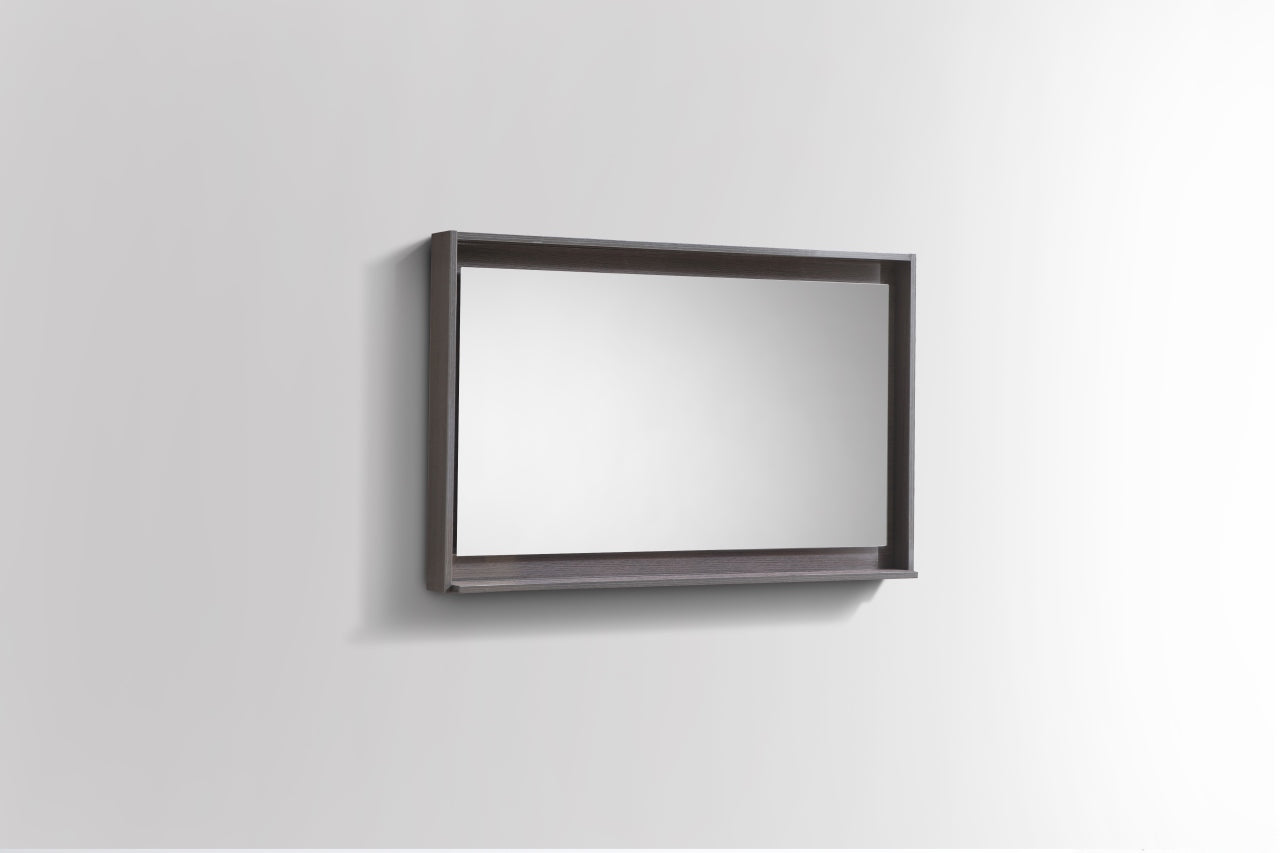 40″ Wide Mirror w/ Shelf – Gray Oak