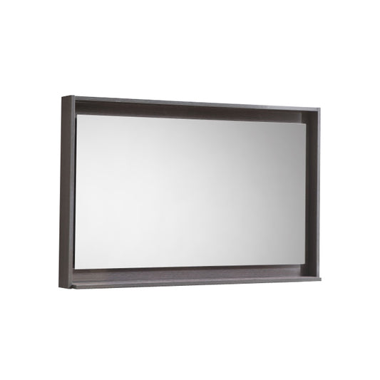 40″ Wide Mirror w/ Shelf – Gray Oak