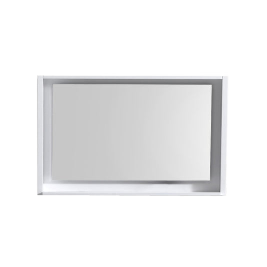 40″ Wide Mirror w/ Shelf – High Gloss White