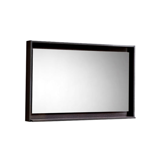 40″ Wide Mirror w/ Shelf – High Gloss Gray Oak