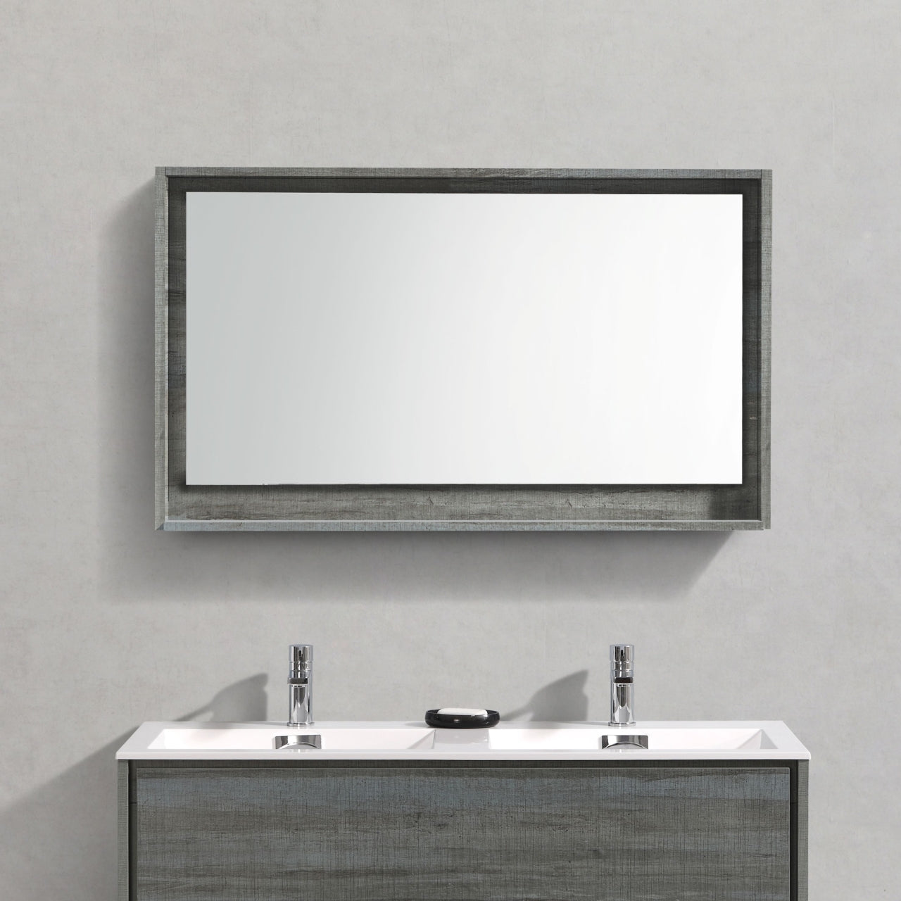 48″ Wide Mirror w/ Shelf – Ocean Gray